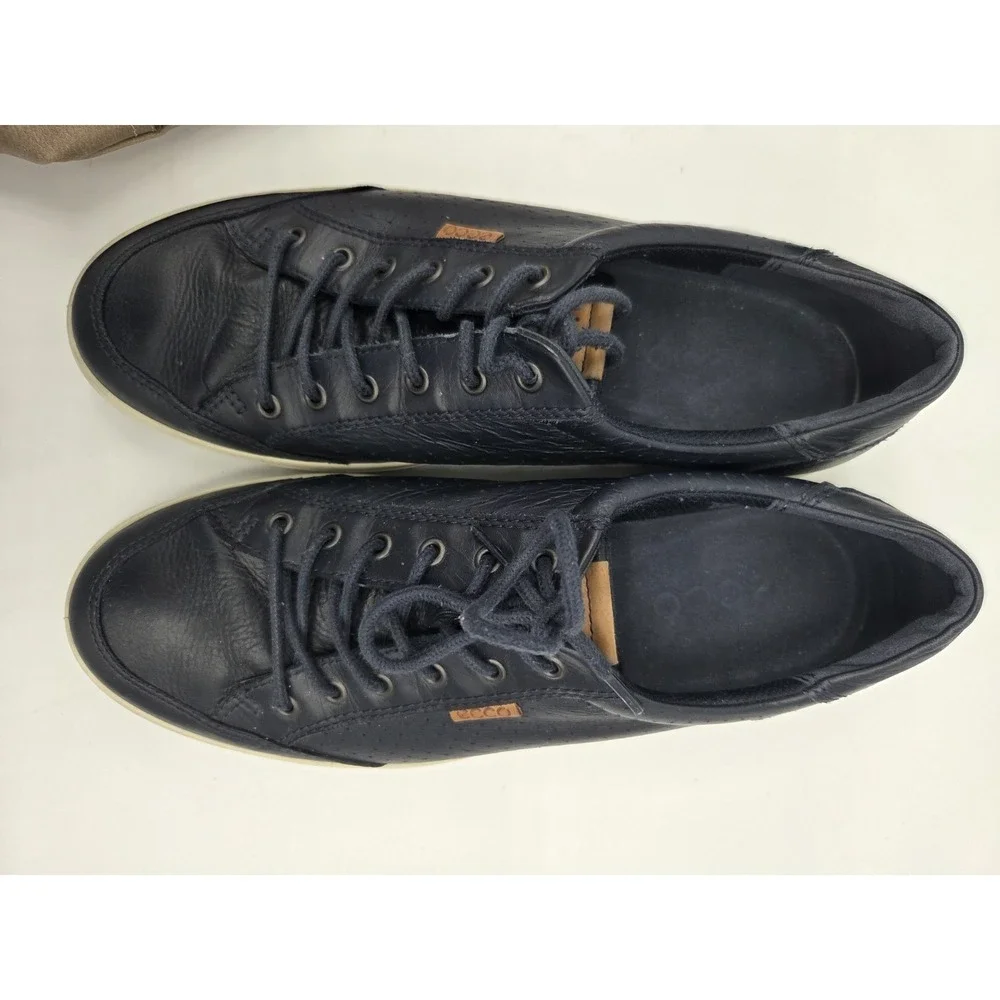 Mens Ecco Shoes Soft 7 Navy Soft Leather Shoes Trainers Size 45 (US 11) Preowned